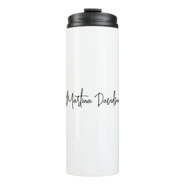 Moderne Minimalistische Schlichte Kreativkalligrap Thermosbecher (Vorderseite)