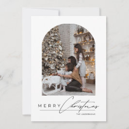Moderne minimalistische Schrift Bogen Familienfoto Feiertagskarte