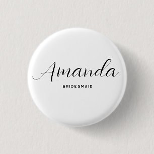 Moderne minimalistische Schrift Brautjungfer Braut Button
