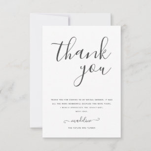 Moderne minimalistische Schrift Brautparty  Dankeskarte