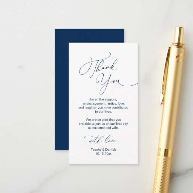 Moderne Minimalistische Schrift, Hochzeit Danke Begleitkarte (Vorderseite/Rückseite Beispiel)