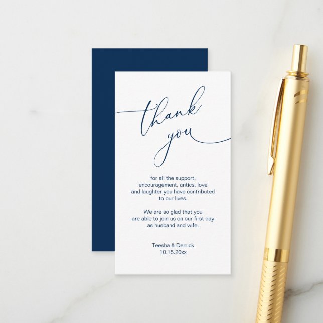 Moderne Minimalistische Schrift, Hochzeit Danke Begleitkarte (Vorderseite/Rückseite Beispiel)