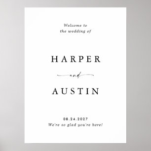 Moderne Minimalistische Schrift Hochzeits-Willkomm Poster