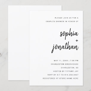 Moderne minimalistische Schrift   Paare-Spritzpart Einladung