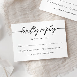 Moderne Minimalistische Schrift Schwarz-Weiß-Hochz RSVP Karte