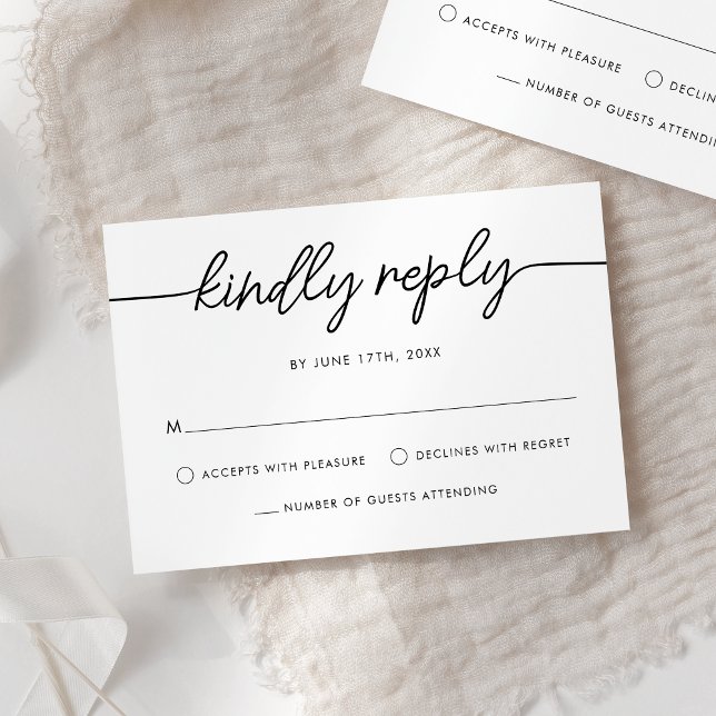 Moderne Minimalistische Schrift Schwarz-Weiß-Hochz RSVP Karte (Von Creator hochgeladen)
