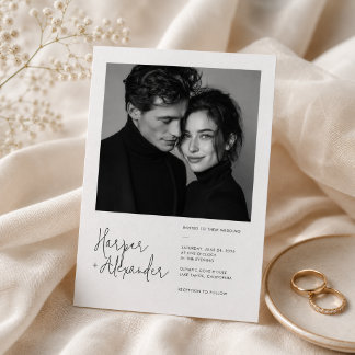 Moderne minimalistische Schriftzug-Foto-Hochzeitse Einladung