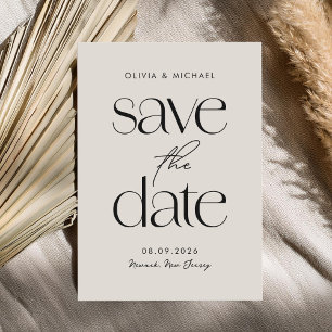 Moderne Minimalistische Schwarz-Elfenbeinchic-Hoch Save The Date