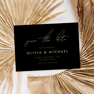 Moderne Minimalistische Schwarz-Gold-Hochzeit rett Save The Date