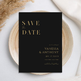 Moderne Minimalistische Schwarz-Gold-Hochzeit Save The Date