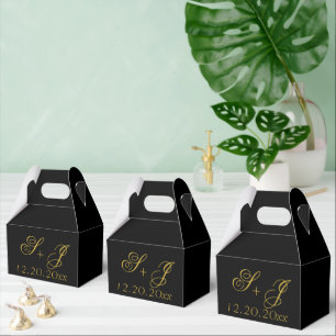 Moderne Minimalistische Schwarz-Gold-Monogramm-Hoc Geschenkschachtel