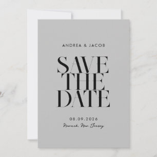 Moderne Minimalistische Schwarz-Grau-Chic-Hochzeit Save The Date