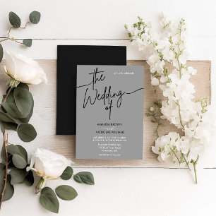Moderne Minimalistische Schwarz-Grau-Hochzeit Einladung