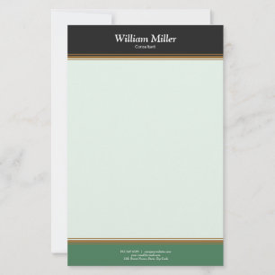 Moderne, Minimalistische, schwarz-grüne Streifen Briefpapier