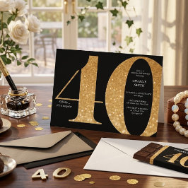 Moderne minimalistische Schwarz und Gold 40. Gebur Einladung