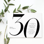 Moderne minimalistische Schwarz-Weiß 30. Geburtsta Einladung<br><div class="desc">Moderne Schwarz-Weiß-Minimalisten 30. Geburtstag Party Einladung bietet stilvolle Nummer 30 und Ihr Party Details in klassischen Serif-Schriftart,  einfach und elegant,  große Überraschung Erwachsener Meilenstein Geburtstag Einladung für Männer und Frauen.</div>