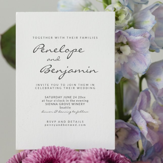 Moderne Minimalistische Schwarz-weiß-Chic-Hochzeit Einladung (Von Creator hochgeladen)