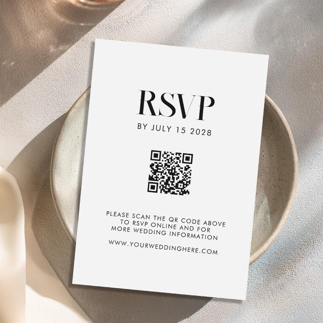 Moderne Minimalistische Schwarz-Weiß-Chic-Hochzeit RSVP Karte (Von Creator hochgeladen)