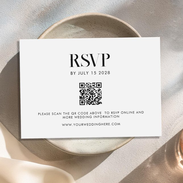 Moderne Minimalistische Schwarz-Weiß-Chic-Hochzeit RSVP Karte (Von Creator hochgeladen)