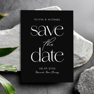 Moderne Minimalistische Schwarz-Weiß-Chic-Hochzeit Save The Date