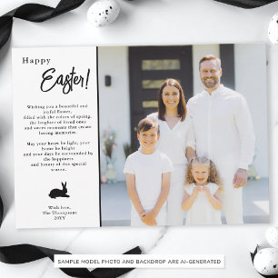 Moderne Minimalistische Schwarz-Weiß-Familienfoto- Karte