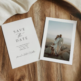 Moderne minimalistische Schwarz-Weiß-Foto-Hochzeit Save The Date