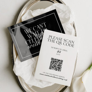 Moderne minimalistische Schwarz-Weiß-Foto-QR-Code- RSVP Karte