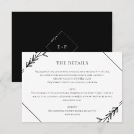 Moderne Minimalistische Schwarz-Weiß-Hochzeit Begleitkarte