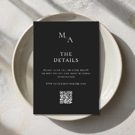 Moderne Minimalistische Schwarz-Weiß-Hochzeit Begleitkarte