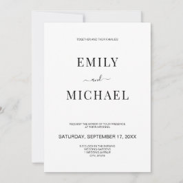 Moderne Minimalistische Schwarz-Weiß-Hochzeit Einladung
