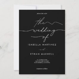Moderne Minimalistische Schwarz-Weiß-Hochzeit Einladung