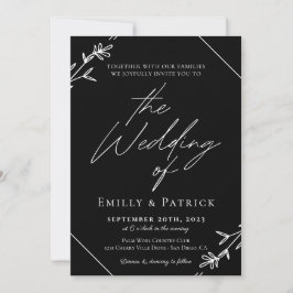Moderne Minimalistische Schwarz-Weiß-Hochzeit Einladung