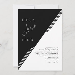 Moderne Minimalistische Schwarz-Weiß-Hochzeit Einladung