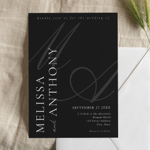 Moderne Minimalistische Schwarz-Weiß-Hochzeit Einladung