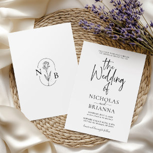 Moderne Minimalistische Schwarz-Weiß-Hochzeit Einladung