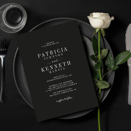 Moderne Minimalistische Schwarz-Weiß-Hochzeit Einladung
