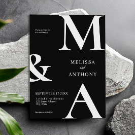 Moderne Minimalistische Schwarz-Weiß-Hochzeit Einladung