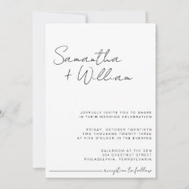 Moderne MINIMALISTISCHE Schwarz-Weiß-Hochzeit Einladung