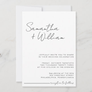 Moderne MINIMALISTISCHE Schwarz-Weiß-Hochzeit Einladung