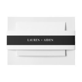 Moderne Minimalistische Schwarz-Weiß-Hochzeit Einladungsbanderole