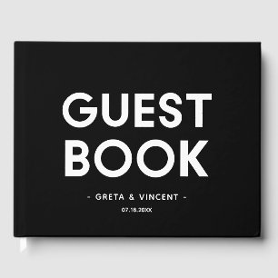 Moderne, minimalistische Schwarz-Weiß-Hochzeit Gästebuch