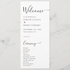 Moderne Minimalistische Schwarz-Weiß-Hochzeit Programm