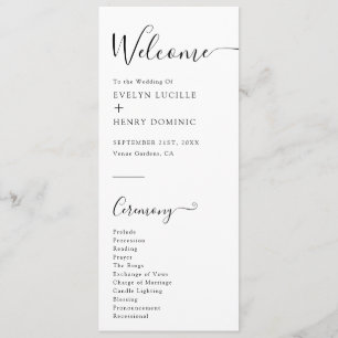 Moderne Minimalistische Schwarz-Weiß-Hochzeit Programm