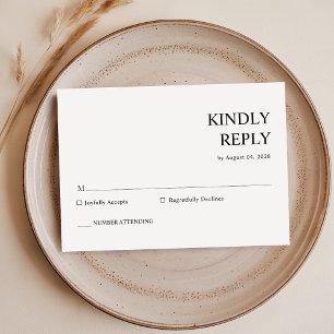 Moderne Minimalistische Schwarz-Weiß-Hochzeit RSVP Karte