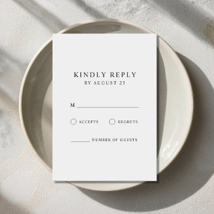Moderne Minimalistische Schwarz-Weiß-Hochzeit RSVP Karte