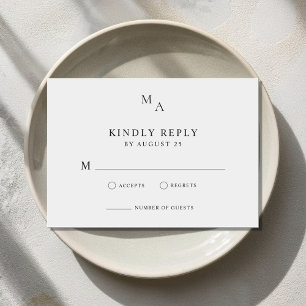 Moderne Minimalistische Schwarz-Weiß-Hochzeit RSVP Karte