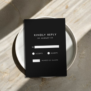 Moderne Minimalistische Schwarz-Weiß-Hochzeit RSVP Karte