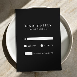 Moderne Minimalistische Schwarz-Weiß-Hochzeit RSVP Karte