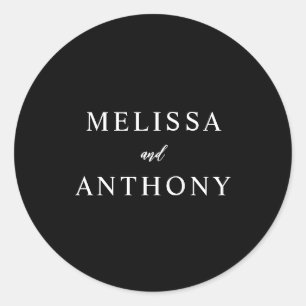 Moderne Minimalistische Schwarz-Weiß-Hochzeit Runder Aufkleber