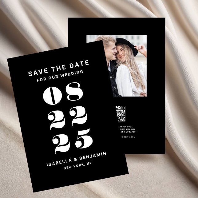 Moderne Minimalistische Schwarz-Weiß-Hochzeit Save The Date (Modern Minimalist Black And White Wedding Save The Date)